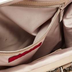 Pre Owned Valentino Beige Leather Crystal Embellished and Feather Alice Glam Frame Bag