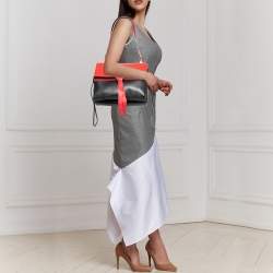 Pre Owned Valentino Black/Red Leather VRing Flap Shoulder Bag