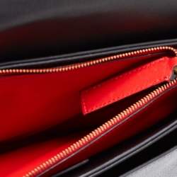 Pre Owned Valentino Black/Red Leather VRing Flap Shoulder Bag