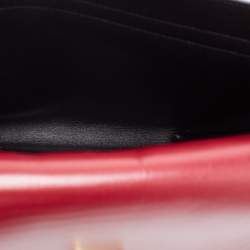 Pre Owned Valentino Black/Red Leather VRing Flap Shoulder Bag