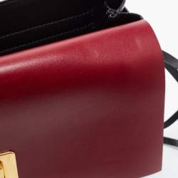 Pre Owned Valentino Black/Red Leather VRing Flap Shoulder Bag