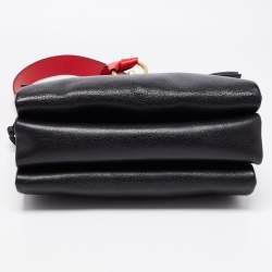 Pre Owned Valentino Black/Red Leather VRing Flap Shoulder Bag