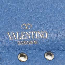 مملوكة مسبقًا Valentino Blue Leather Rockstud Coin Purse