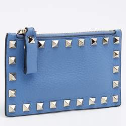 مملوكة مسبقًا Valentino Blue Leather Rockstud Coin Purse