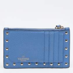 مملوكة مسبقًا Valentino Blue Leather Rockstud Coin Purse