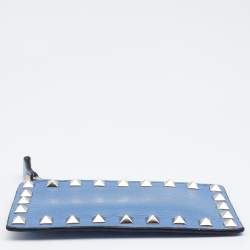 مملوكة مسبقًا Valentino Blue Leather Rockstud Coin Purse