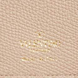 Pre Owned Valentino Beige Leather VLogo Bifold Wallet