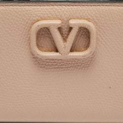 Pre Owned Valentino Beige Leather VLogo Bifold Wallet