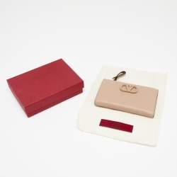 Pre Owned Valentino Beige Leather VLogo Bifold Wallet