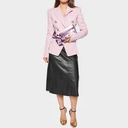 Pre Owned Valentino Metallic Purple Leather Pleated Bow Clutch