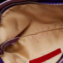 Pre Owned Valentino Metallic Purple Leather Pleated Bow Clutch