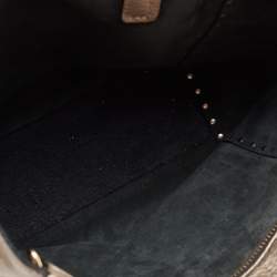 Pre Owned Valentino Metallic Grey Leather Rockstud Trapeze Tote
