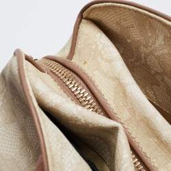 Pre Owned Valentino Cream/Brown Leather And Lace Bow Dome Bag