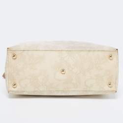 Pre Owned Valentino Cream/Brown Leather And Lace Bow Dome Bag