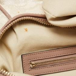 Pre Owned Valentino Cream/Brown Leather And Lace Bow Dome Bag