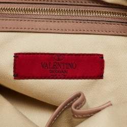Pre Owned Valentino Cream/Brown Leather And Lace Bow Dome Bag