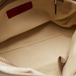 Pre Owned Valentino Cream/Brown Leather And Lace Bow Dome Bag