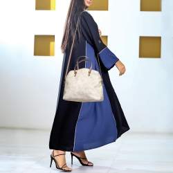 Pre Owned Valentino Cream/Brown Leather And Lace Bow Dome Bag