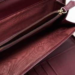 Pre Owned Valentino Burgundy Leather Medium Rockstud Zip Around Wallet