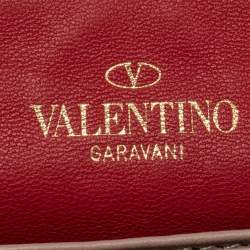 Pre Owned Valentino Gold Patent Leather Rockstud Spike Compact Wallet