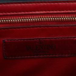 Pre Owned محفظة بسلسلة فالنتينو جلد ذهبي ميتاليك مبطن مرصعة روكستد