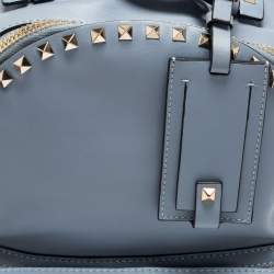 Pre Owned Valentino Blue Leather Medium Rockstud Backpack
