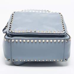Pre Owned Valentino Blue Leather Medium Rockstud Backpack