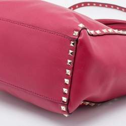 Pre Owned Valentino Magenta Leather Rockstud Trapeze Tote