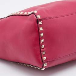 Pre Owned Valentino Magenta Leather Rockstud Trapeze Tote