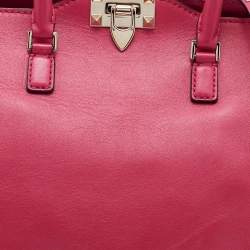 Pre Owned Valentino Magenta Leather Rockstud Trapeze Tote
