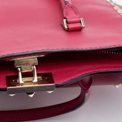 Pre Owned Valentino Magenta Leather Rockstud Trapeze Tote