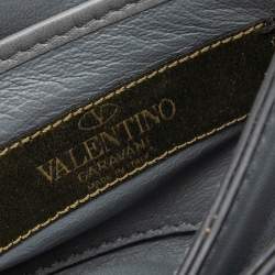 Pre Owned Valentino Grey Leather Camo Crystal Embellished Flap Bag