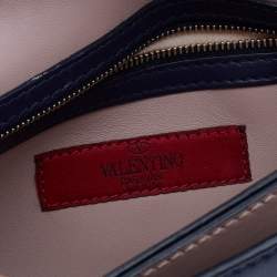 Pre Owned Valentino Navy Blue Leather Rockstud Wristlet Clutch