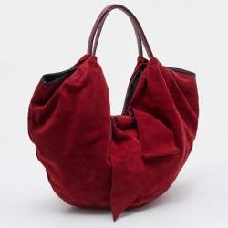 Pre Owned Valentino Red Suede and Leather 360 Bow Hobo
