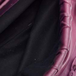 Pre Owned Valentino Purple Leather Rose Frame Top Handle Bag