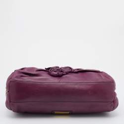 Pre Owned Valentino Purple Leather Rose Frame Top Handle Bag