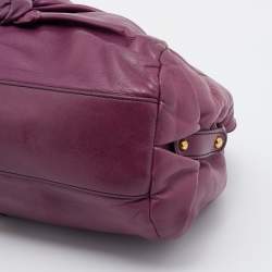 Pre Owned Valentino Purple Leather Rose Frame Top Handle Bag