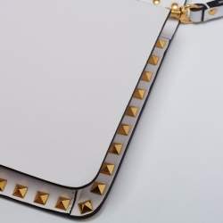 Pre Owned Valentino White Leather Rockstud Wristlet Clutch