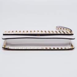 Pre Owned Valentino White Leather Rockstud Wristlet Clutch