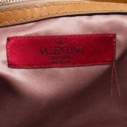 Valentino Beige/Brown Suede and Leather Aphrodite Bow Top Handle Bag