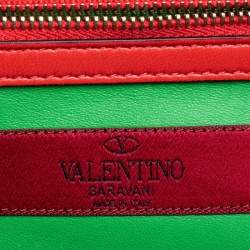 مملوكة مسبقًا Valentino Multicolor Leather Medium Embellished Rockstud Glam Lock Flap Bag