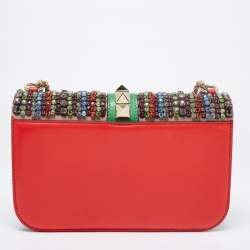 مملوكة مسبقًا Valentino Multicolor Leather Medium Embellished Rockstud Glam Lock Flap Bag
