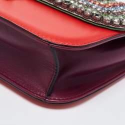 مملوكة مسبقًا Valentino Multicolor Leather Medium Embellished Rockstud Glam Lock Flap Bag