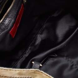 Pre Owned Valentino Multicolor Printed Nylon And Leather Double Pocket Bow Tote