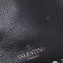 Pre Owned Valentino Black Leather Guitar Rolling Rockstud Shoulder Bag