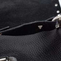 Pre Owned Valentino Black Leather Guitar Rolling Rockstud Shoulder Bag