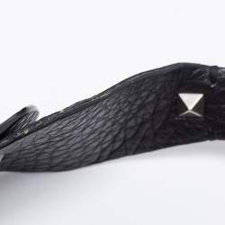 Pre Owned Valentino Black Leather Guitar Rolling Rockstud Shoulder Bag