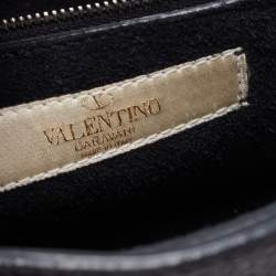 Pre Owned Valentino Black Leather Guitar Rolling Rockstud Shoulder Bag