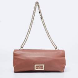 مملوكة مسبقًا Valentino Brown Leather Va Va Voom Chain Shoulder Bag