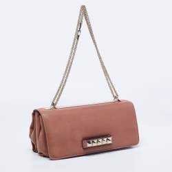 مملوكة مسبقًا Valentino Brown Leather Va Va Voom Chain Shoulder Bag
